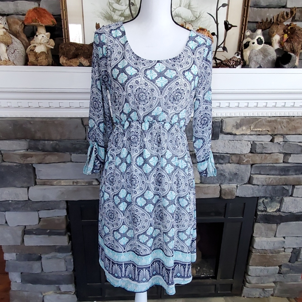 Pinkblush dress cinch waist roll up sleeve small